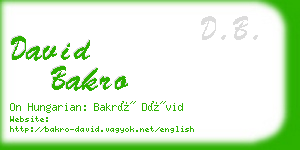 david bakro business card